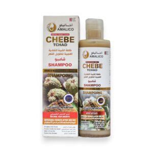 Amalico Chebe Tchad Shampoo bottle and box for natural hair growth and strengthening, available at Beauty Earth Oman.